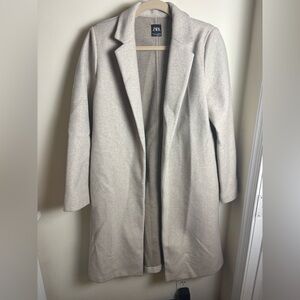 Zara faux felt wool coat - tan/ grey color - size L